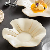 Qfdian  Lotus Dish Dishes Plate Dinnerware Ceramic French Tableware Wedding Table Decor Dessert Fruit Salad Bowl Pasta Steak Sushi Plate