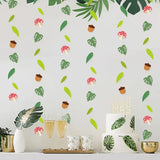 Qfdian  Forest Animal Birthday Party Decorations Green Palm Leaves Mushroom Garlands Banner Wild One Birthday Jungle Leaf Party Supplies