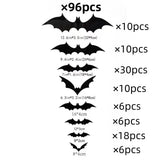 Qfdian  Halloween Bats Decorations,3D Pvc Bat on The Wall,Black Bats Wall Stickers,Halloween Scary Props Party Supplies DIY Decoration