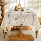 Qfdian  Three-dimensional Embroidery Table Cloth Light Luxury French Retro Rectangular Coffee Table Cloth High-grade Cotton Linen Decor