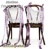 Qfdian  2pcs Personalized Lace Just Married Chair Sign for Bride & Groom Wedding Sheer Lace Signs Custom Wedding Chair Banners