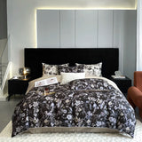 Qfdian 1000TC Egyptian Cotton Flowers Plant Prints Bedding Set Single Double Queen King Size Duvet cover Set Bed Sheet Pillowcases 4Pcs