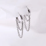 Silver Colour Double Layer Chain Tassel Hoop Earrings For Women INS Popular Cold Style Women Fashion Jewelry New