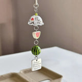 Qfdian INS Korea Watermelon Fruit Charm Phone Pendant Crystal Wristband Keychain Bracelet Lanyard Cord