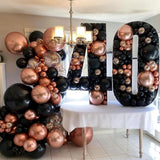 Qfdian  107Pcs Black Rose Gold Balloons Garland Arch Kit Wedding Decor Metal Rose Gold Chrome Balloons Birthday Party Decorations Globos