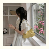 Qfdian Korean Chic Office Lady Shoulder Underarm Bag Elegant Pleated Casual Bags for Women Sweet Y2k Aesthetic Fashion Simple Handbags