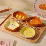 Qfdian  4pcs Bread Ceramic Plate Condiment Dishes 4 Inch Sauce Plates Breakfast Tableware for Kitchen Decor Ketchup Dressings Plates