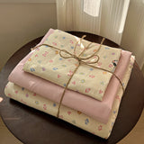 Qfdian  Floral Bedding Set Korean Style Soft Bed Sheet Set Queen King Size Duvet Cover Set No Filling With Pillowcase Bedroom Decor
