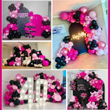 Qfdian  Hot Pink Balloon Garland Arch Kit Pastel Pink Black Latex Balloon Wedding Valentines Day Bridal Shower Birthday Party Decoration
