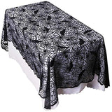 Qfdian  Rectangular Halloween Tablecloth, Halloween Bat Spider Web Tablecloth Decor, Black Lace Tablecloth Bat Cobweb Table Cover for H