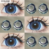 Qfdian  2PCS/Pair Pearl Series Color Contact Lenses For Big Eyes Beauty Blue Makeup Lens 14.5mm Purple Pupils Cute Black Lens