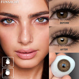 Qfdian  1 Pair Colored Contact Lenses for Eyes Blue Pupil Beautiful Eye Contacts Natural Soft Brown Gray Lenses Yearly Cosmetic
