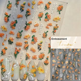 Qfdian Hipster Pure White Flowers Rose Spring Lily Peony Camellia Daisy Jelly Cherry Blossom Magnolia Nail Art Stickers Manicure Decals