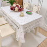 Qfdian  ‌Lace Tablecloth Atmosphere French Light Luxury Style High-end Feeling Dining Table Decoration Home Dust-proof White Tablecloth