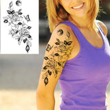Qfdian  Realistic Sexy Peony Tattoos Temporary Women Adult Flower Arm Tattoos Sticker Waterproof Fake Floral Bloosom Body Leg Art Tatoos