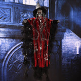 Qfdian  1PC Halloween Luminous Electric Skeleton Voice Controlled Sound Prop Haunted House Decor Hanging Ghost Horror Decoration