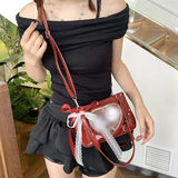 Qfdian Y2K Transparent Love Itabag Zipper Bag Jk Kawaii Shoulder Bag Underarm Commuting Bag Messenger Bag Lace Crossbody Bag Women