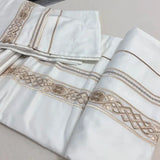 Qfdian Hotel Style Bedding Set Luxury 100% Egyptian Cotton Gold Embroidery White Duvet Cover Or Elastic Band Fitted Sheet Pillowcases