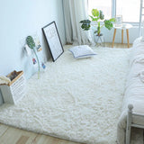 Qfdian White Fluffy Hall Carpet Modern Living Room Bedroom Home Decor Large Mats Thickened Non-Slip Girl Children's Room Pink Furry Rug