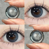 Qfdian 1Pair Myopia -0.00 to -8.00 Colour Contacts Lenses Natural Black Eye Lenses Beauty Pupil Blue Gray Lenses