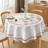 Qfdian  1PC New Simple Style Round Table Cloth Waterproof Oil-proof Anti-scalding Wash-Free PVC Table Cloth Scratch-resistant Durable