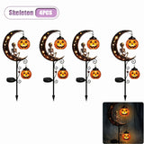Qfdian  1-4PCS Solar Halloween Garden Light Skeleton Ghost Dancing Pumpkin Moon Glow Stake for Lawn Pathway Porch Decor