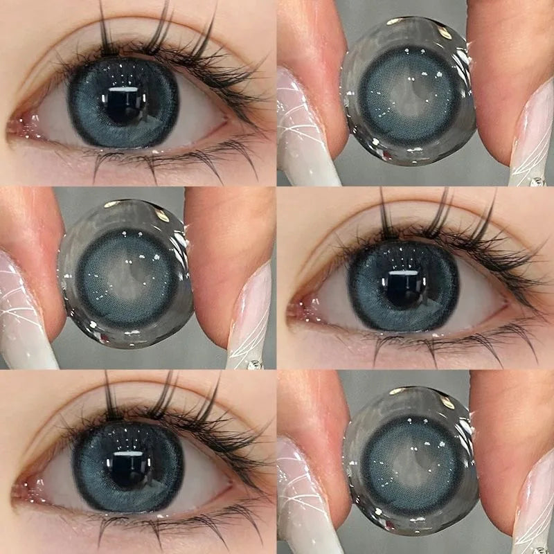 YIMEIXI 1 Pair Korean Colored Contact Lenses with Prescription Myopia Blue Green Eye Lenses High Quality Fashion Beauty Pupils