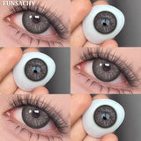Qfdian  2pcs Color Brown Contact Lenses for Eyes Fashion Natural Gray Softlens Eye Makeup Contacts Yearly Cosmetic Color Lens