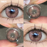 Qfdian 2PCS  Red Color Contact Lenses Large Diameter 14.5mm Myopia Degree Colored Lens Blue Beauty Pupil Makeup One Year Use