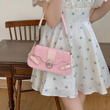 Qfdian Fashion Women Sweet Kawaii Top-Handle Bags Korean All Match Fairy Shoulder Underarm Bag Office Lady Elegant Purses and Handbags