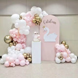 Qfdian  Pastel Pink Balloons Arch Kit White Metal Gold Balloon Garland Baby Shower Wedding Birthday Party Decorations Anniversary Globos