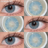 Qfdian  2PCS Natural Brown Gray Lenses for Eyes Blue Lenses Beautiful Pupil Korean Fashion Color Round Lens Yearly Cosmetics