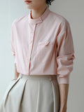Qfdian  Elegant Stylish Commute Pink Shirts Women Spring Autumn Turn-Down Collar Button Down Long Sleeve Blouse Office Ladies