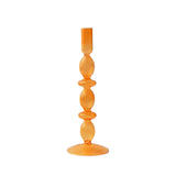 Qfdian Nordic Orange Glass Taper Candle Holder Creative Home Decor Wedding Party Dinner Candlelight Decoration Living Room Candlestick