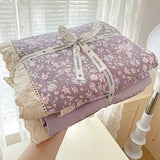 Qfdian  Ins Princess Bedding Set Floral Duvet Cover Set Flat Sheets Set Single Twin Double Size Bed Linen Set Back To School Season