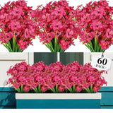Qfdian 60 Bundles Artificial Flowers for Outdoor No Fade Fake Plastic Outside Flowers Faux Plants for Decoration Hanging Planters
