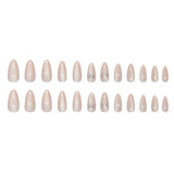 Qfdian  24Pcs Pink Almond Press-On Nails Glossy Sweety Heart Patterns False Nail Tips with Cat Eye, Mirror Disign for Women&Girls Wear