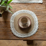 Qfdian Round Burlap Placemats Set of 4 Jute Rustic Place Mats for Dining Party Tables Heat Resistant Natural Farmhouse Table Mats Decor