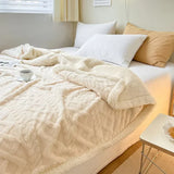 Qfdian  Winter Thick Lamb Fleece Blankets Thick Wide Flannel Bedroom Sofa Soft Breathable Warm Cover Sofa Blanket Small Blankets for Bed