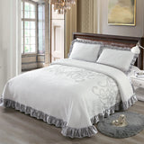 Qfdian 3/5Pcs Luxury European Knitted Cotton Embossing Quilted Bedspread, Bed Cover, Mattress Topper Coverlet, Bed Sheet, Pillowcases