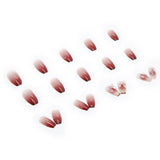 Qfdian  24 pieces of short trapezoid press-on nails, paired with 1 piece of jelly glue and 1 nail file