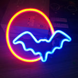 Qfdian  Halloween Ghost Shaped LED Neon Light USB Rechargeable Battery Powered Night Lamp for Wall Window Door Decor Romantic Atmosphere