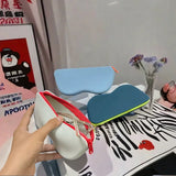 Qfdian  ‌Silicone Glasses Portable Bag with Lanyard Sunglasses Protective Cover Storage Bag Fashion DopamineWaterproof Myopia Glasses Bag