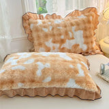 Qfdian  Cute Fluffy Ruffled Home Pillow Cover Pink Plush Pillow Cover Girly Bedroom Decor for Bed Cushion & Home Decoration Bedding Gift