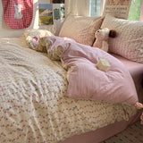 Qfdian  Princess Bedding Set Korean Style Soft Bed Sheet Set Queen King Size Duvet Cover Set No Filling With Pillowcase Bedroom Decor