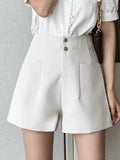 Qfdian  High Waist Wide Leg A-Line Shorts Women Korean Fashion Loose Casual Black Shorts Female New Summer Pocket Beige Shorts