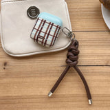 Qfdian Korea fashion cute plaid sweater pattern gloss cover soft shockproof protection case for airpods 1 2 3 4 pro 2 coque fundas