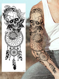 Qfdian  1pcs Waterproof Temporary Tattoo Sticker Dark Skeletons Fish Bird Elegance Aggressiveness Fake Tatto Flash Tatoo for Women Men