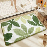 Qfdian  Non-Slip High-Absorbency Microfiber Bath Mat - Floral Plush Bathroom Rug, Thickened Fashionable Home Decor
