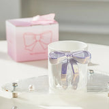 Qfdian  Ceramic Coffee Mug Ribbon Bow Handle Coffee Cup Cute Cups Aesthetic with Pink Bow Gift Box Packaging Gift for Friend